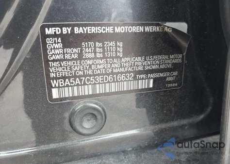 2014 BMW 528I xDrive z USA, uszkodzony, nr VIN WBA5A7C53ED616632